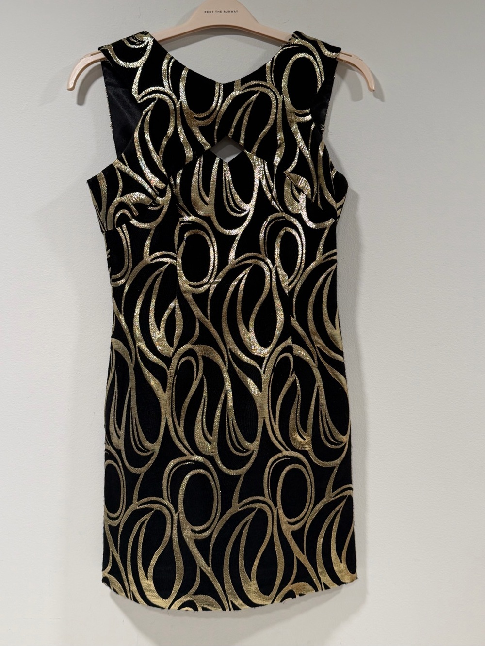 Milly of New York Size 4 Black Gold Metallic Brocade Cocktail Dress